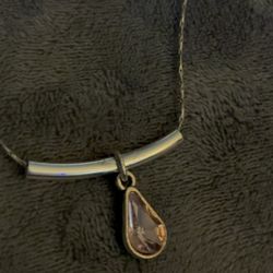 Pink Crystal Teardrop Necklace