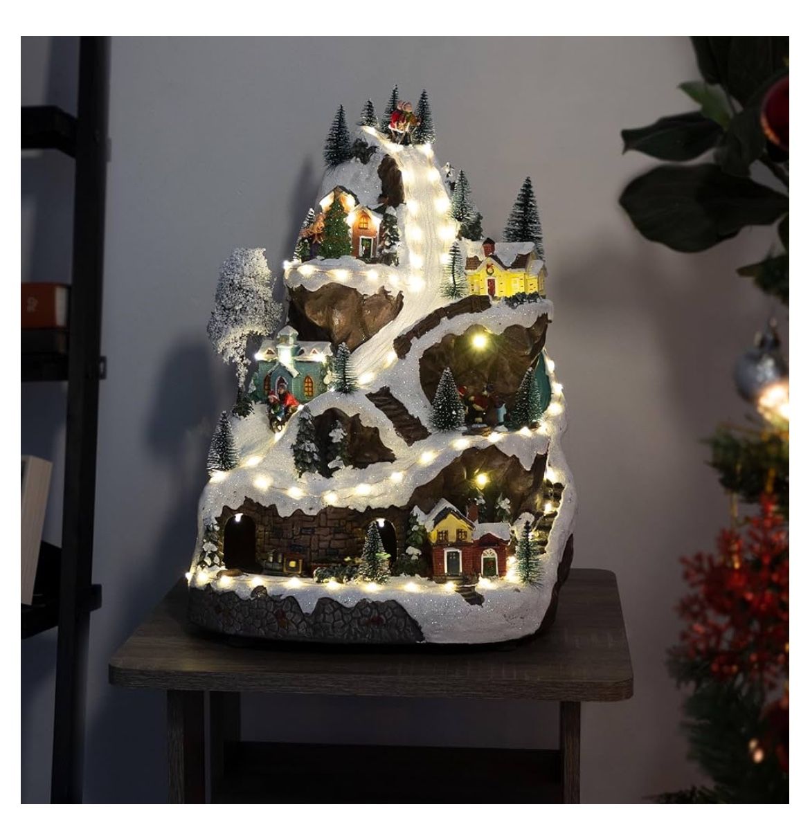 18” Indoor Animated Winter Wonderland Alpine Scene 