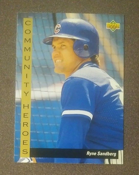 1993 Upper Deck Ryne Sandberg Chicago Cubs #38 Community Heroes HOF Hall Of Fame Baseball Card Vintage Collectible Trading Sports MLB Major League Pro