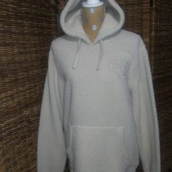 Old Navy Large Super Plush Fleece Hooded Pullover Cream W/Pockets