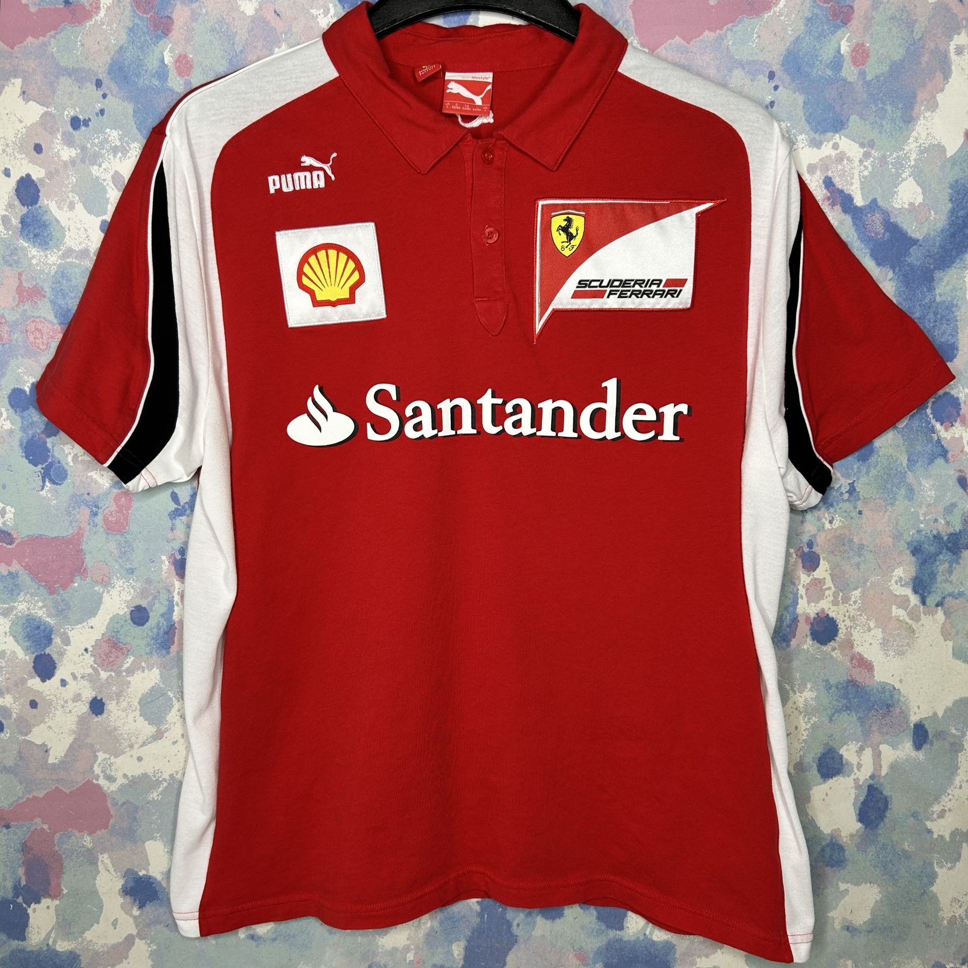 Scuderia Ferrari Mens PUMA Red Polo Shirt Size Large Racing C17