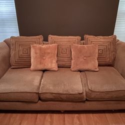 4 Piece Family/Living Room Couch Set Neutral Brown Sofa with Cushions
