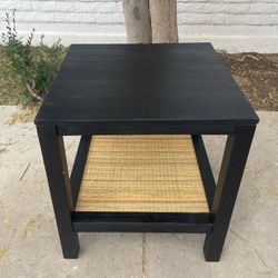 Canyon Lake Woven Shelf End Accent Table Black 