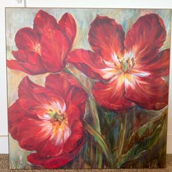 Z Gallerie Carson Flamenco Reds 35” x 35” Wall Art Canvas – Excellent Condition