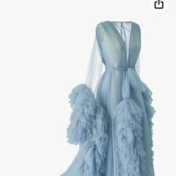 New Pluviophily Maternity Tulle Dress Robe For Any Opción Occasion Blue 