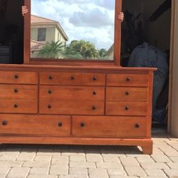 Wood Dresser with Mirror 