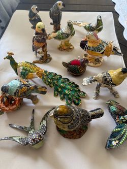 Enamel and Crystal Bird Figurine Collection