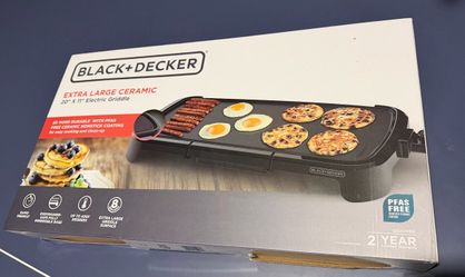 BLACK+DECKER 20"X 11” Family-Sized Electric Griddle Black: Nonstick, Tabletop, Temperature Control, 1500W