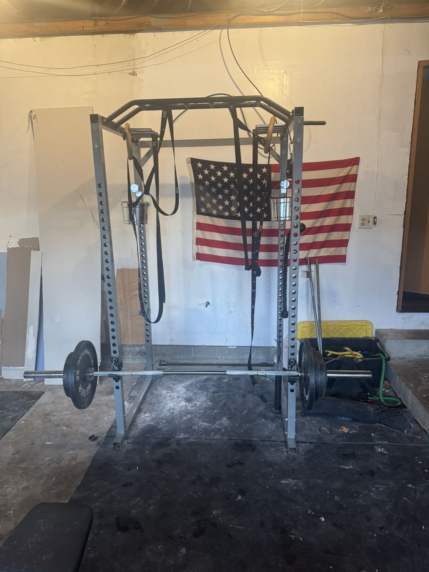 Squat Rack And Weights (bumper Plates)