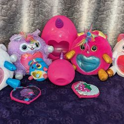 Zuru Rainbowcorns Sequins Heart Pink Rainbow Plush Toys lot of (4) 10" & (1) 3"
