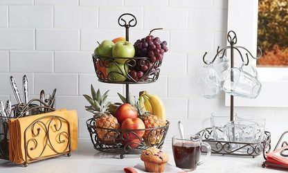 Princess House Meridian Fruit 2-Tiered Basket