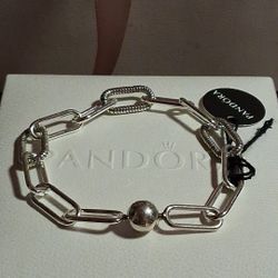 Pandora ME Authentic Brand New Sterling Silver Chunky Removable Chain Link Signature Clasp Braclet 7.5 Inch