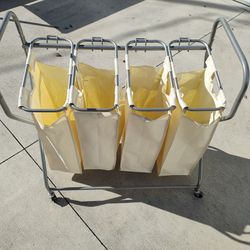 Four Bin Rolling Laundry Cart