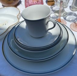 Set of white china dishes
