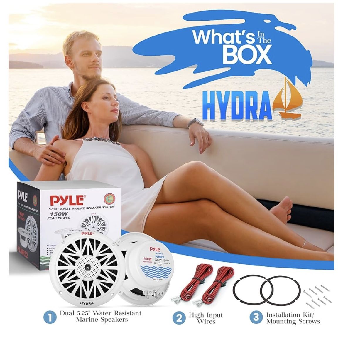 Pyle 5.25 Inch Dual Marine Speakers - Waterproof And Weather Resistant