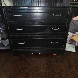 3 Drawer Full Wood Black Dresser