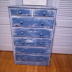 Blue Chest Of Drawers, "distressed" look