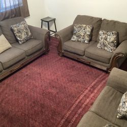 Two Loveseat Couches, and One 3-cushioned Couch