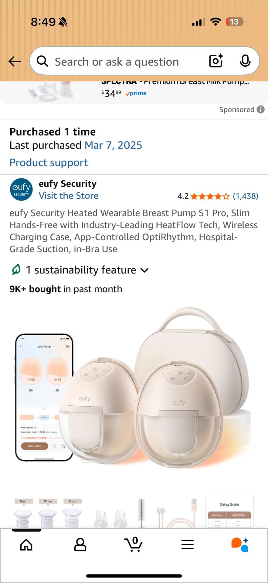 Eufy S1 Pro Heated wearable Breast Pump And Wireless Charging Case