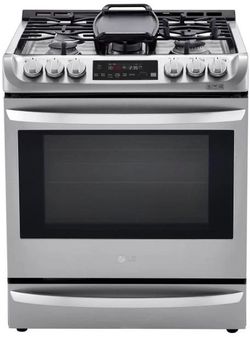 LG 30” Slide-In Dual Fuel Smart Range with 5 Sealed Burners – Stainless Steel