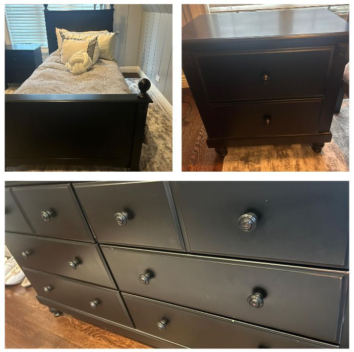 3 piece twin size bedroom set with nightstand and dresser