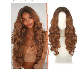 Synthetic Lace Front Wig for Women 22 Inch Long Wavy Body Wave Wig Natural Looking Hairline Heat Resistant Fiber Daily Wear Party Cosplay Wig Copper B