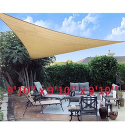  Sun Shade Sail 9.10'x9.10'x9.10' Triangle Sand UV Block Sunshade for Backyard Yard
