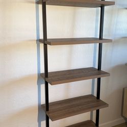 Nathan James 5-shelf Ladder Book Case Oak Matte Black (two)