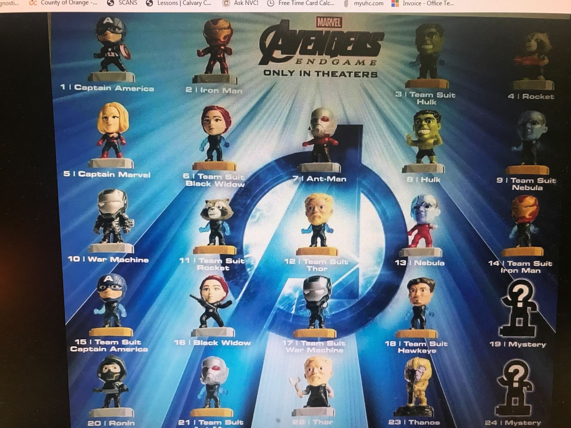 2019 MCDONALDS MARVEL AVENGERS HAPPY MEAL TOYS FULL SET OF 24