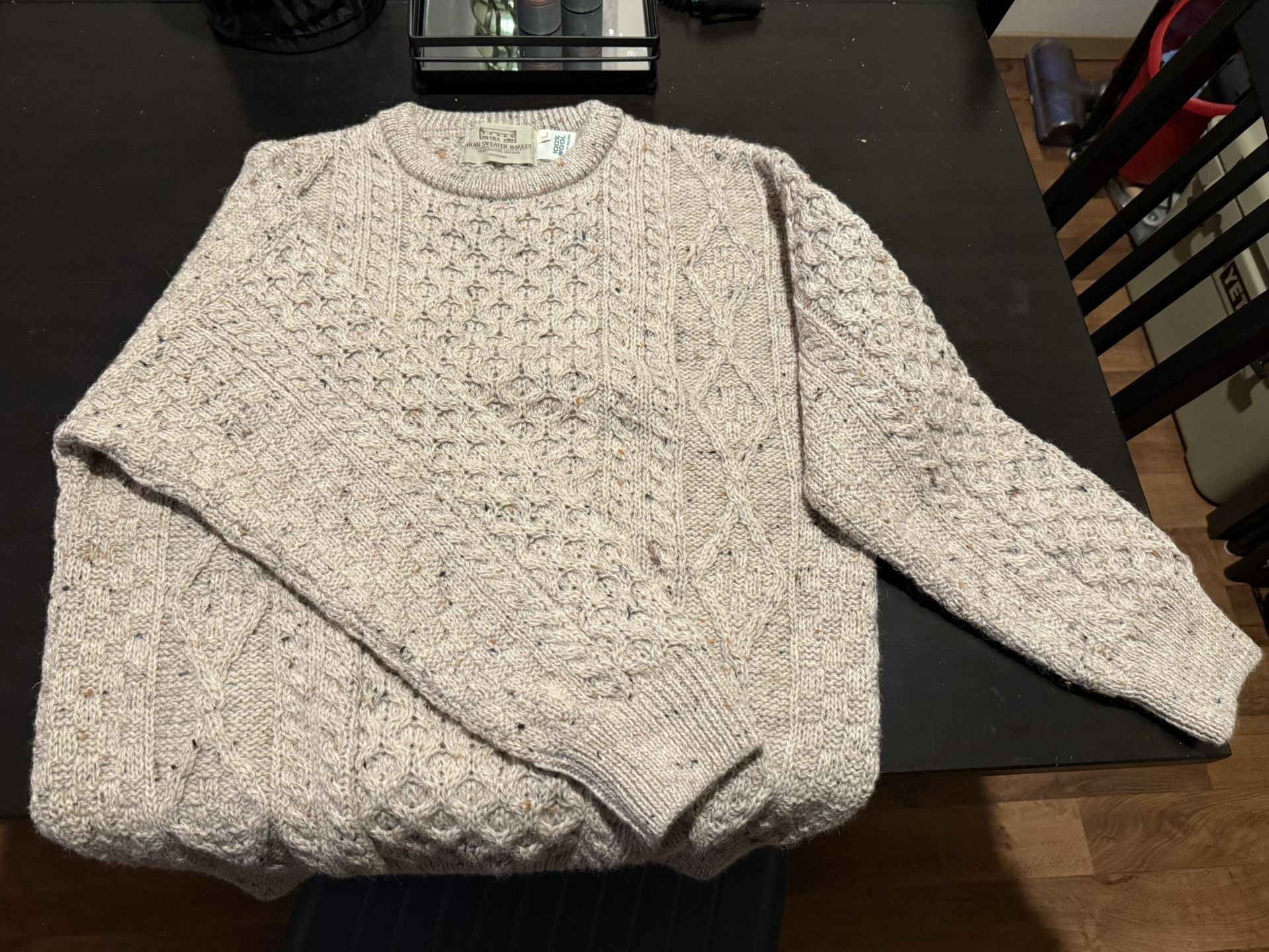 Men’s Beige Wool Sweater [Size: Large]
