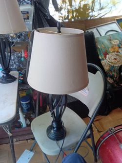 Two modern day BLACK METAL TABLE lamps with shade