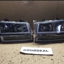 #52 Fit 03-23 Express/Savana 1500/2500/3500 U-Style LED DRL Headlight + Parking/Turn Lamps Black/Amber 