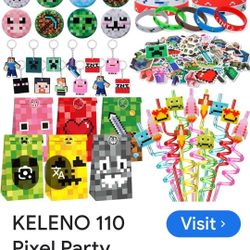 Set of 110pcs  Pixel Minecraft l Party Favors Birthday Party Supplies 