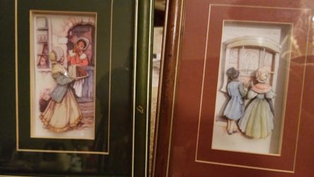 Set of 2 3D "Dickens'Time "Living pictures, framed, vintage