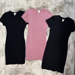 Bundle Of Short Sleeve Ribbed Mini Dresses 