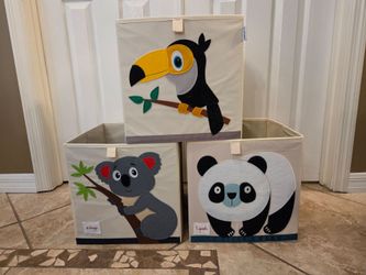 Kids Animal Collapsable Canvas Cube Storage Bins