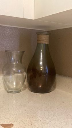 Glass Vase and Decorative Bottle Set