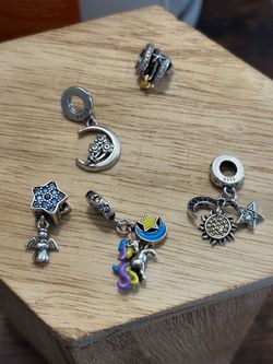 Sterling Silver Moon,Star,Sun & Unicorn Charm/Pendant Lot