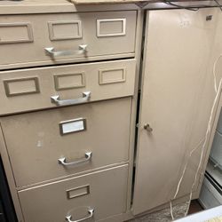 Rare Metal Mid Century Vintage Filing Cabinet 