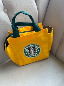 Starbucks Coffee Yellow Canvas Mini Tote Bag