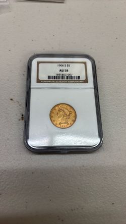 1906 S $5 AU 58 Gold Piece