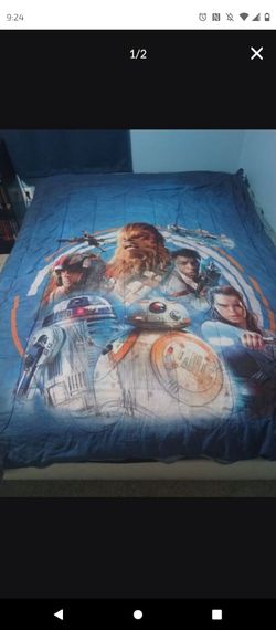 Star Wars Reversible Twin Comforter Rey Finn Poe BB8 Chewbacca The Last Jedi