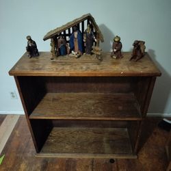 Vintage Solid Wood Bookshelf – Oak Finish, Built to Last)