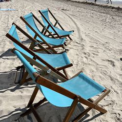 Beautiful Teak Sling Back Beach Chairs