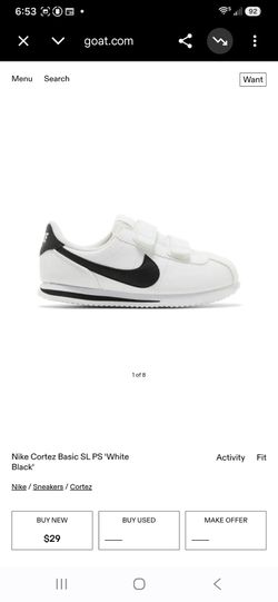 Nike Cortez Basic SL PS White Black size 3.5