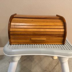 Natural Bamboo Roll Top Bread Box Kitchen Food Storage