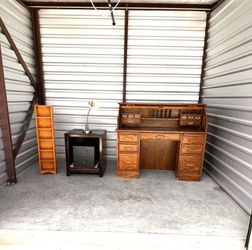 Auction Unit 498 7/18 - Furniture, Wood roll up desk, Wood DVD storage shelve