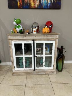 Farmhouse Accent Cabinet with Glass Doors