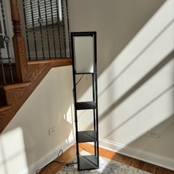 Black Shelf Floor Lamp with Storage Shelves – Modern/Minimalist