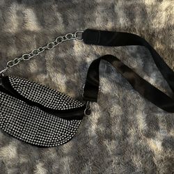 Silver Rhinestone Studded Crossbody/Belt Bag